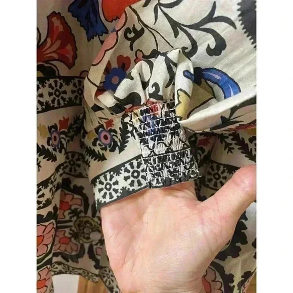 NWT Cara Cara Charleston Square Neck Blouse in Turtledove Botanical Size Large - Picture 13 of 14